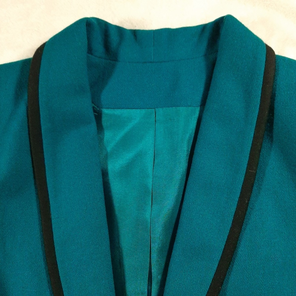 Manchester Suitmakers Neiman Marcus Teal Wool Shawl Collar Blazer Size 6 Women‎